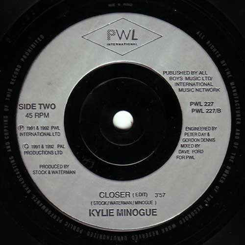 Kylie Minogue : Finer Feelings (7", Single)