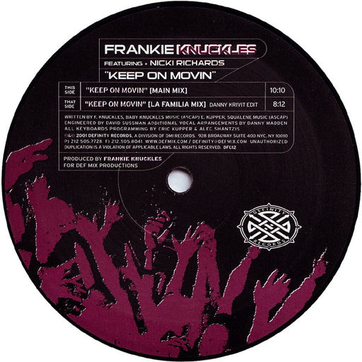 Frankie Knuckles Featuring Nicki Richards : Keep On Movin' (12", Pic)
