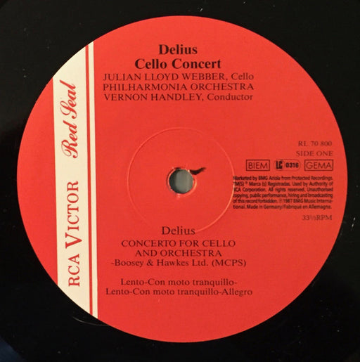 Delius* / Holst* / Vaughan Williams* - Julian Lloyd Webber, Philharmonia Orchestra, Vernon Handley : Cello Concerto / Invocation / Fantasia On Sussex Folk Tunes (LP)