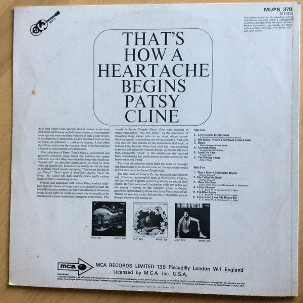 Patsy Cline : That's How A Heartache Begins (LP, Comp)