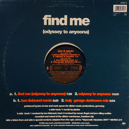 Jam & Spoon Featuring Plavka : Find Me (Odyssey To Anyoona) (12")