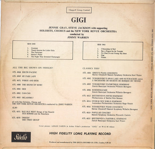 Jennie Gray, Steve Jackson (12) with Unknown Artist and The New York Revue Orchestra : Gigi (LP, Album, Mono)