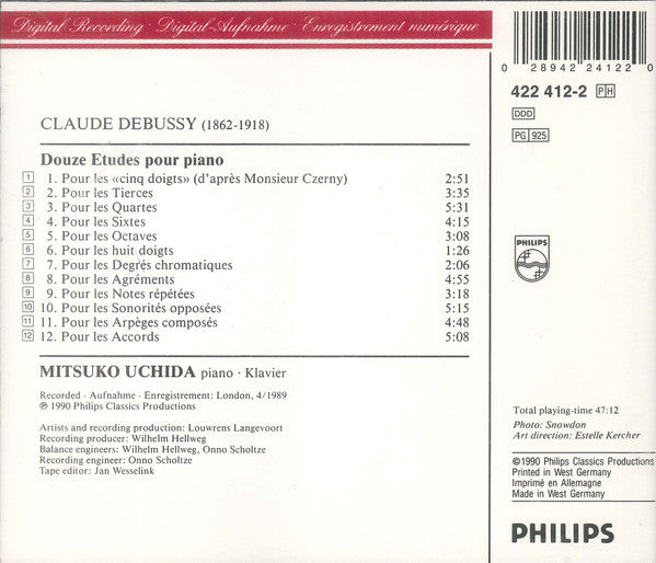 Debussy*, Mitsuko Uchida : 12 Etudes (CD, Album, RE)