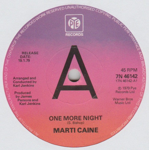 Marti Caine : One More Night (7", Promo)