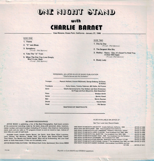 Charlie Barnet : One Night Stand With Charlie Barnet (LP, Album)