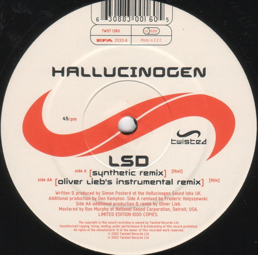 Hallucinogen : LSD (12", Ltd)