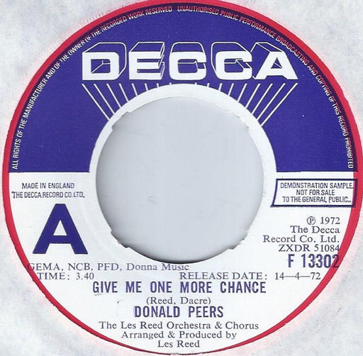 Donald Peers : Give Me One More Chance (7", Single, Promo)
