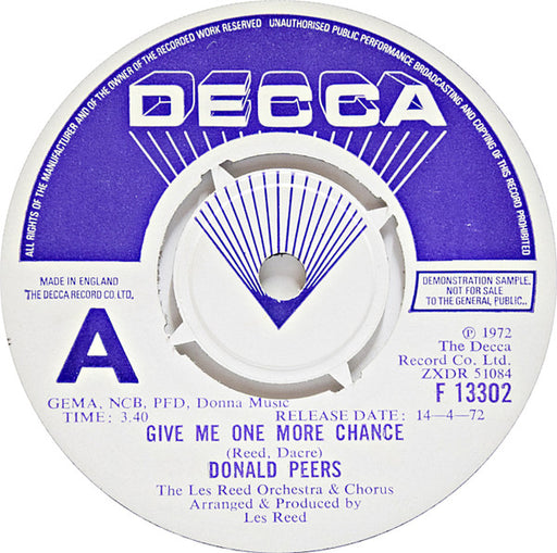 Donald Peers : Give Me One More Chance (7", Single, Promo)
