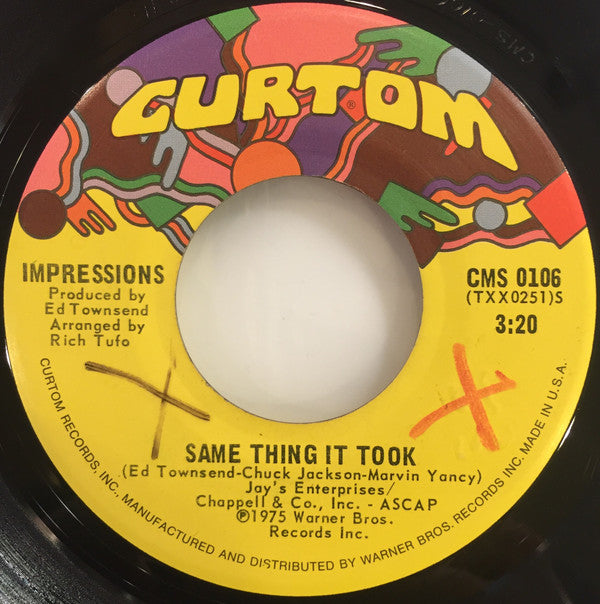 Impressions* : Same Thing It Took / I'm So Glad (7", Single, San)