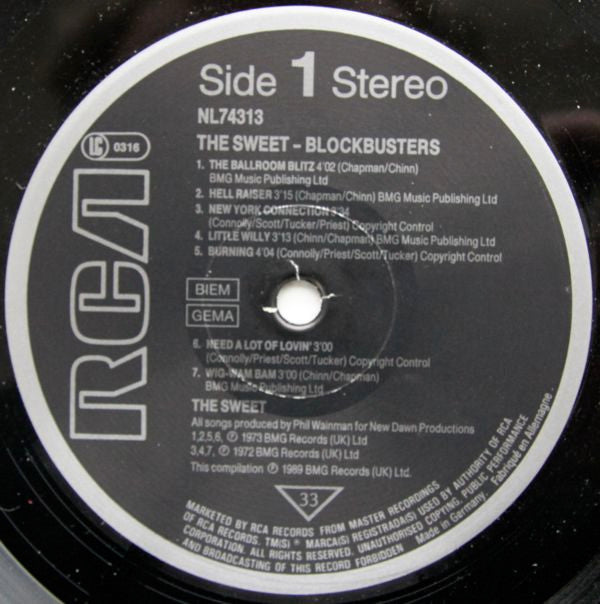 The Sweet : Blockbusters (LP, Comp, Out)