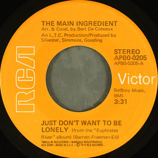 The Main Ingredient : Just Don't Want To Be Lonely (7", Single, Ind)