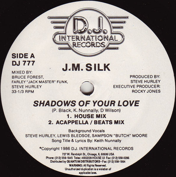 J.M. Silk : Shadows Of Your Love (12", RE, RP)