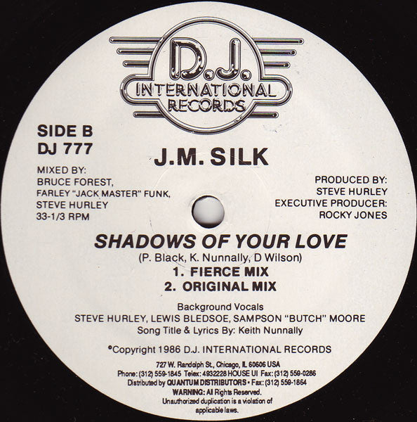 J.M. Silk : Shadows Of Your Love (12", RE, RP)