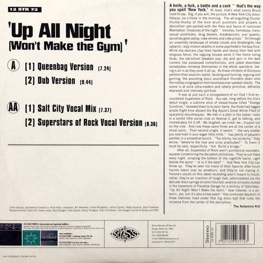 Superstars Of Rock : Up All Night (Won't Make The Gym) (12")