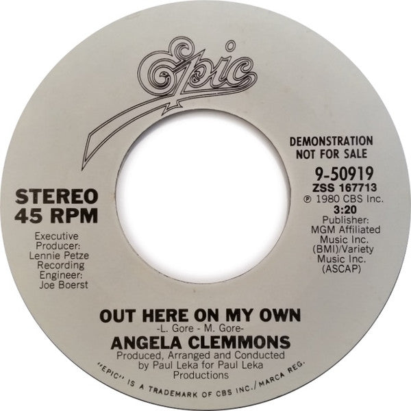 Angela Clemmons : Out Here On My Own (7", Promo)