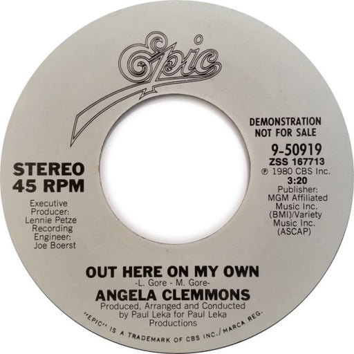 Angela Clemmons : Out Here On My Own (7", Promo)