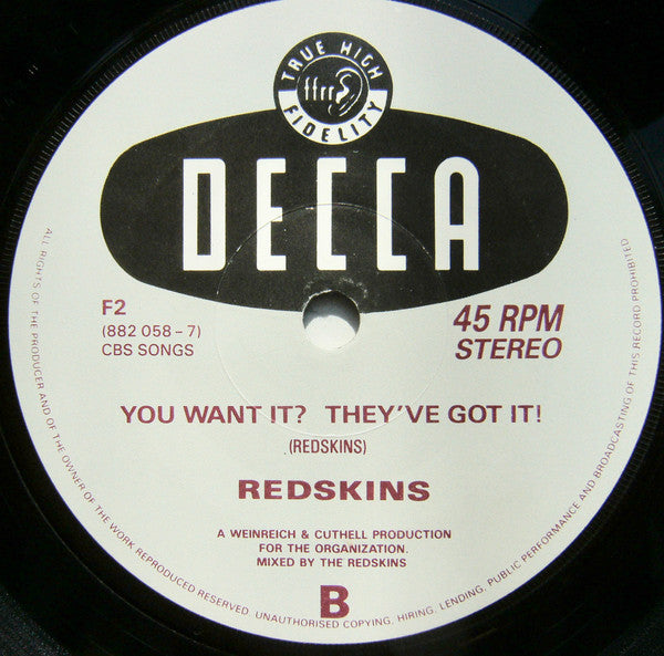 Redskins : Bring It Down (This Insane Thing) (7", Single)