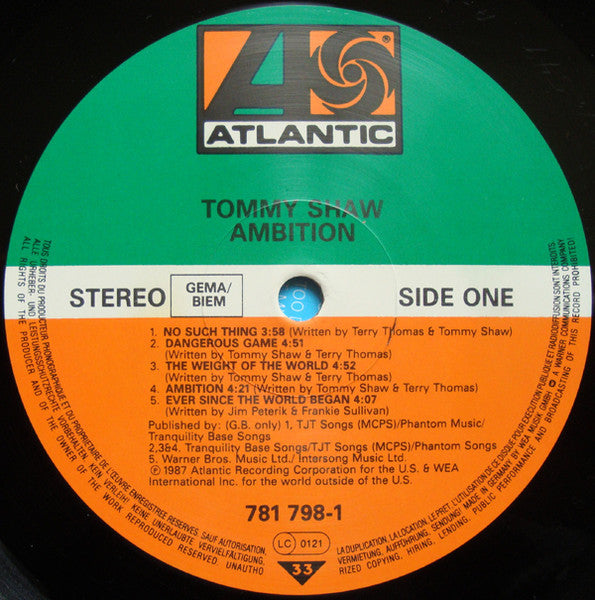 Tommy Shaw : Ambition (LP, Album)