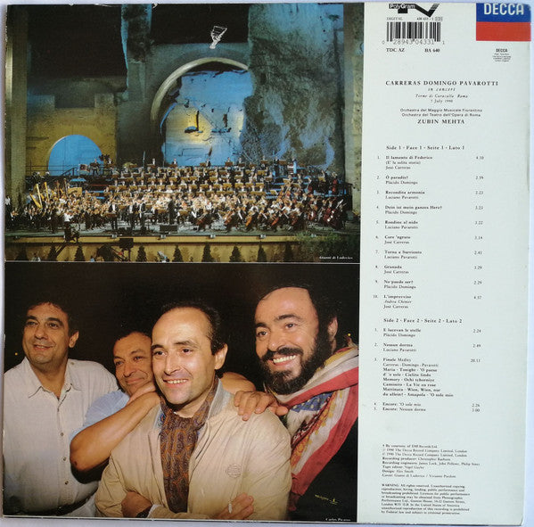 Carreras*, Domingo*, Pavarotti*, Mehta* : In Concert (LP, Album)