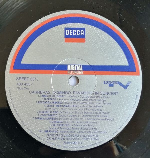 Carreras*, Domingo*, Pavarotti*, Mehta* : In Concert (LP, Album)