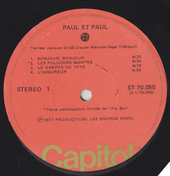 Paul Et Paul : Paul Et Paul (LP, Album)