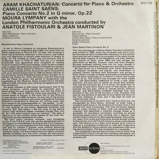 Khachaturian* / Saint-Saëns* : Piano Concerto / Piano Concerto No. 2 (LP, Comp, RM)