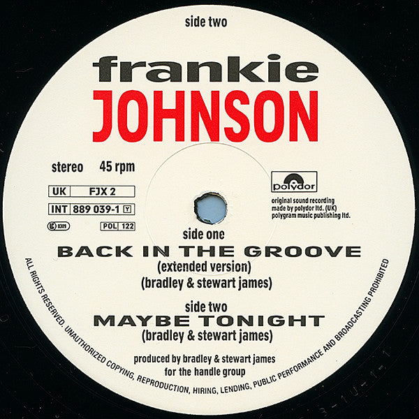 Frankie Johnson : Back In The Groove (12")