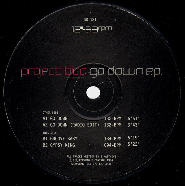 Project Bloc : Go Down E.P. (12", EP)