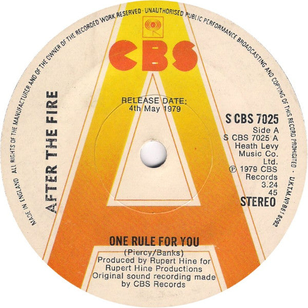After The Fire : One Rule For You (7", Single, Promo, dif)