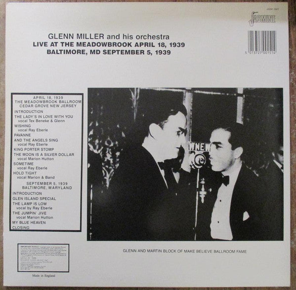 Glenn Miller And His Orchestra : Live At The Meadowbrook, April 18, 1939 (LP, Album, Mono)