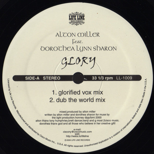 Alton Miller Feat. Dorothea Lynn Sharon : Glory (12")