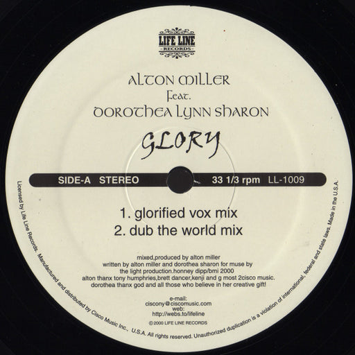 Alton Miller Feat. Dorothea Lynn Sharon : Glory (12")