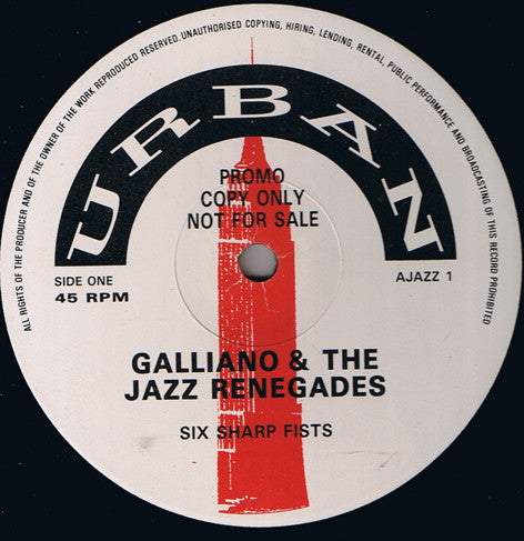 Galliano & The Jazz Renegades / Ace Of Clubs : Six Sharp Fists / Ace Of Clubs (12", Ltd, M/Print, Promo, Smplr)