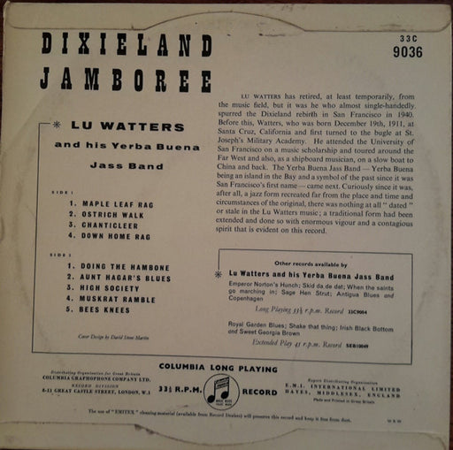 Lu Watters And The Yerba Buena Jass Band* : Dixieland Jamboree (10", Album, Mono)