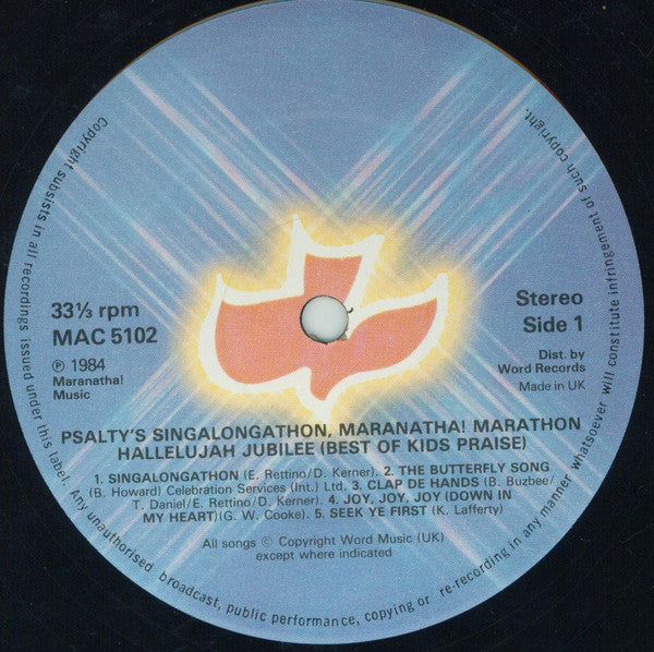 Psalty (2) : Psalty's Singalongathon Maranatha Marathon Hallelujah Jubilee ...The Best Of Kids Praise (LP, Comp)