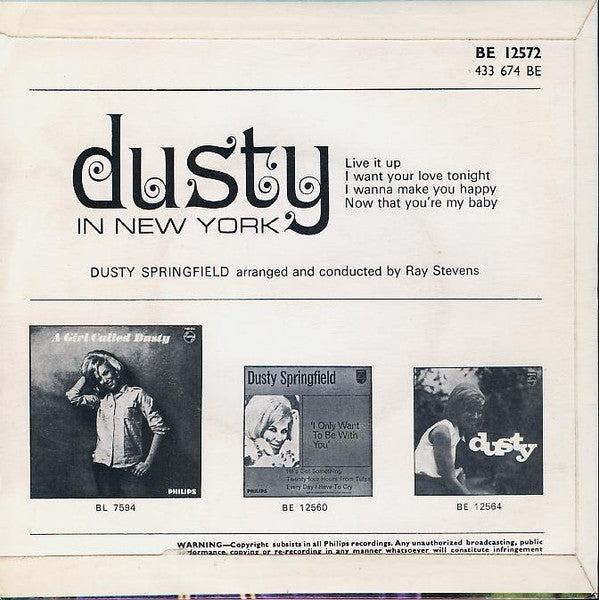 Dusty Springfield : Dusty In New York (7", EP, Mono)