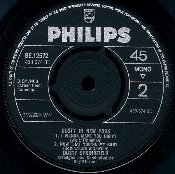 Dusty Springfield : Dusty In New York (7", EP, Mono)