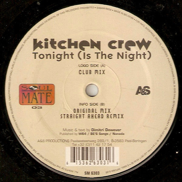 Kitchen Crew : Tonight (Is The Night) (12")