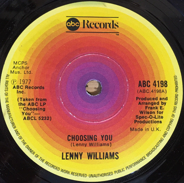 Lenny Williams : Choosing You (7", Single, Tri)