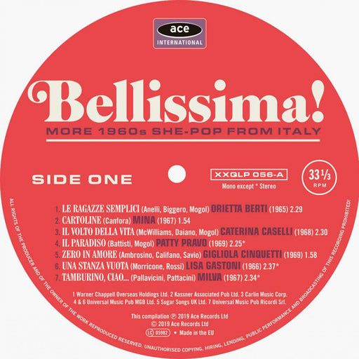 Various : Bellissima! (More 1960s She-Pop From Italy) (LP, Comp, Ltd, Whi)