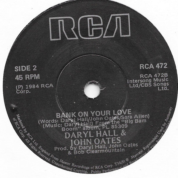 Daryl Hall & John Oates : Method Of Modern Love (7")