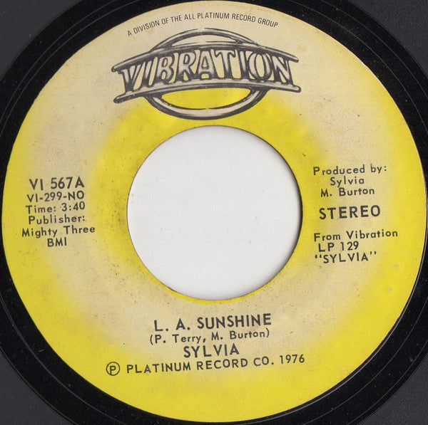 Sylvia* : L.A. Sunshine / Taxi (7", Single, Styrene, PRC)
