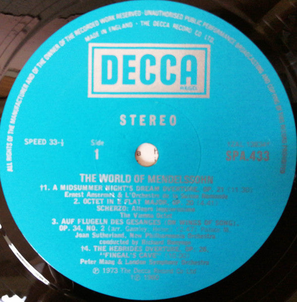 Mendelssohn* : The World Of Mendelssohn (LP, Comp)