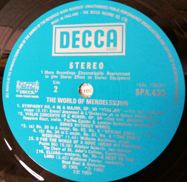 Mendelssohn* : The World Of Mendelssohn (LP, Comp)