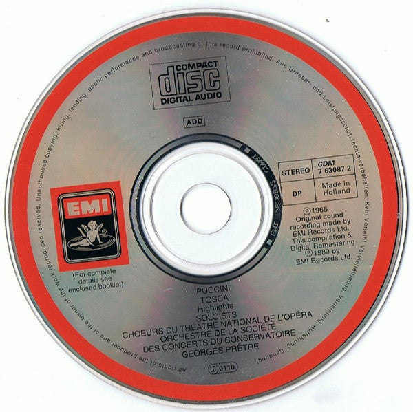 Puccini*, Callas* / Bergonzi* / Gobbi* / Choeurs Du Théâtre National De L' Opéra*, Orchestre De La Société Des Concerts Du Conservatoire, Prêtre* : Tosca Highlights (CD, Comp, RM)