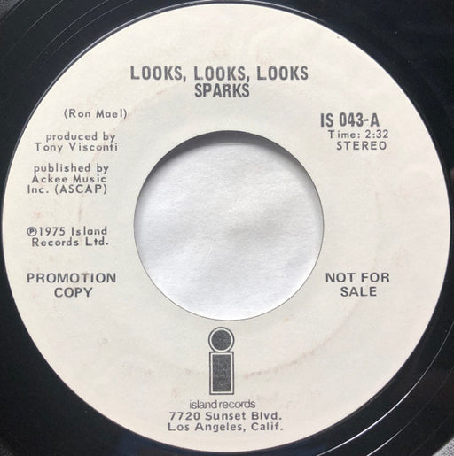 Sparks : Looks, Looks, Looks (7", Promo, Styrene)