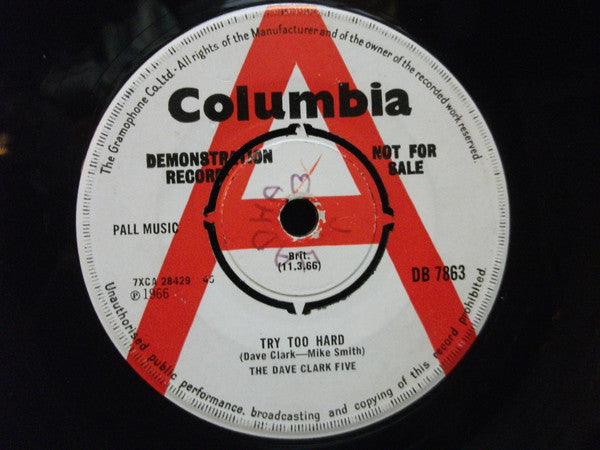 The Dave Clark Five : Try Too Hard (7", Single, Promo)