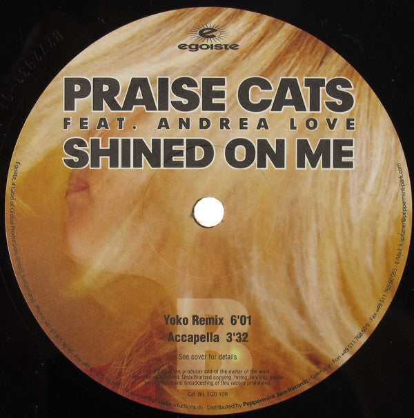 Praise Cats Feat. Andrea Love : Shined On Me (Part 2 Of 2) (12", Maxi)