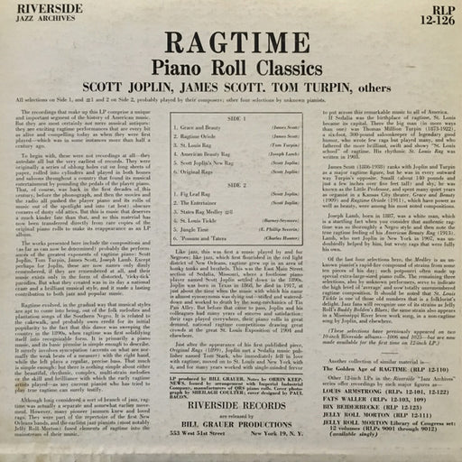 Scott Joplin, James Scott (4), Tom Turpin : Ragtime Piano Roll Classics (LP, Comp)