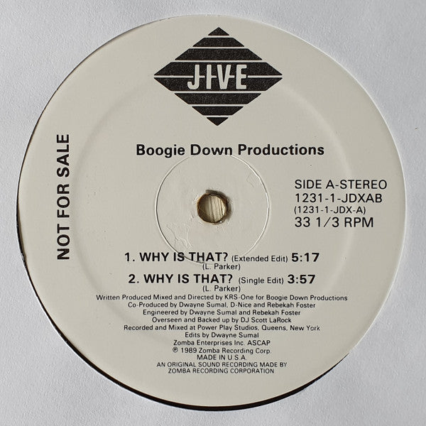 Boogie Down Productions : Why Is That? (12", Single, Promo)